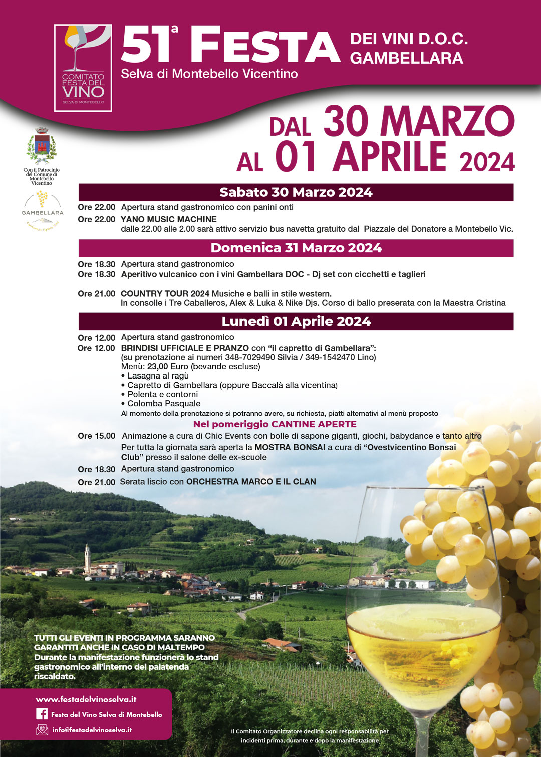 locandina della 51° festa del vino di Selva di Montebello Vicentino con vini d.o.c Gambellara